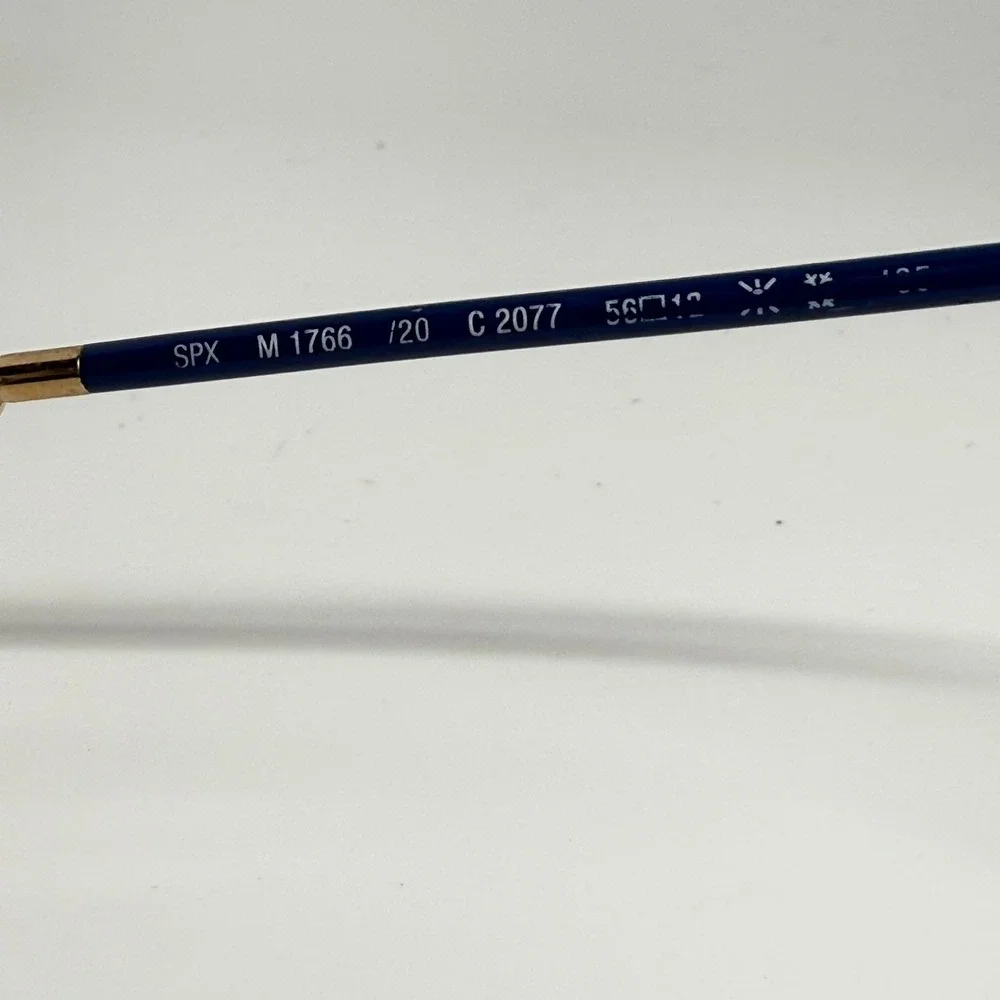 Silhouette M 1766 Vintage Geometric Eyeglasses Blue Gold Austria SPX 56-13 135